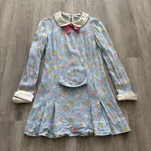 Vtg 60s Mod Go Go Cocktail Micro Mini Dress S/M Floral Flowers Hippie Zip Back